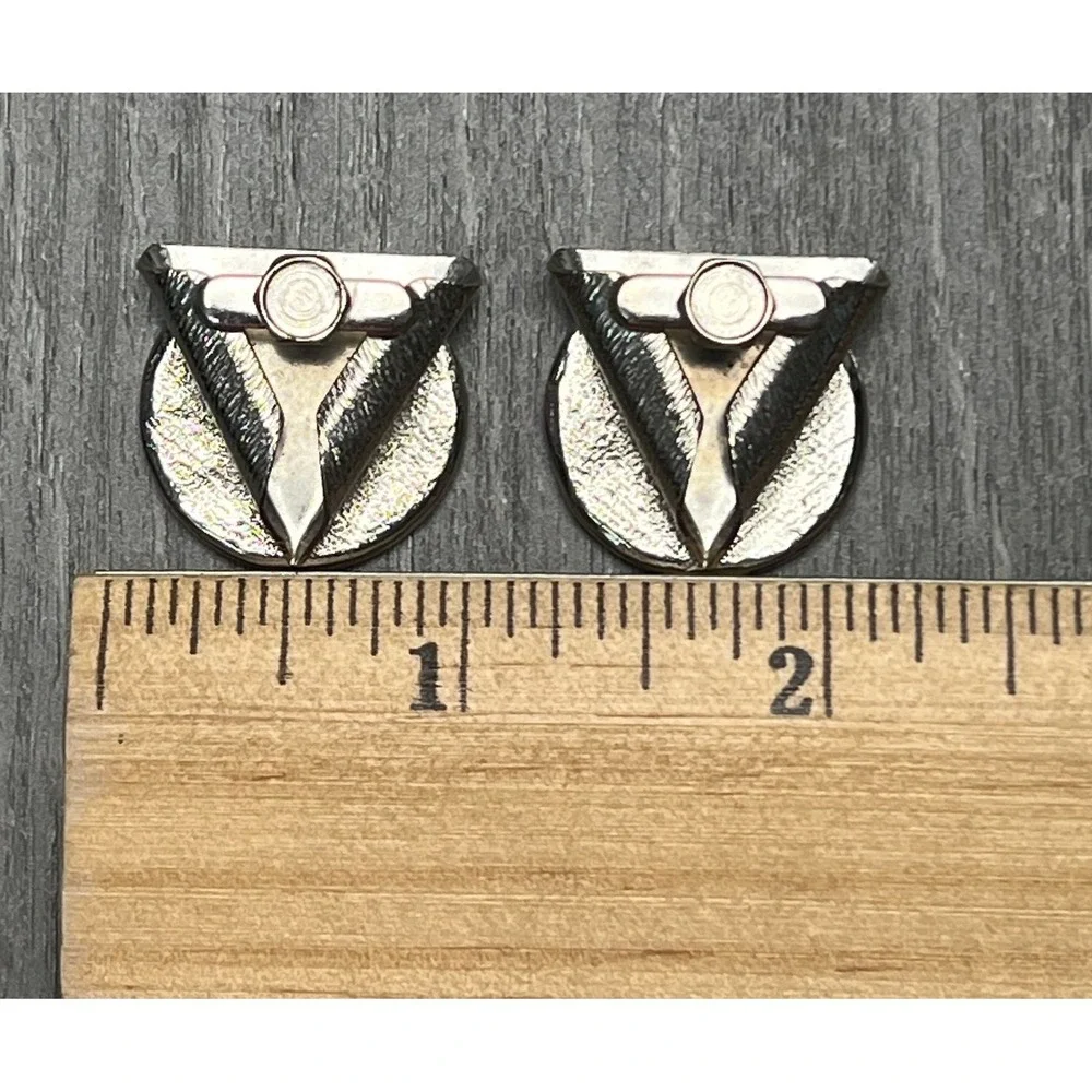 Vintage Square Dance Couple Collar Tips Silver Tone Western Screw Back Accessory